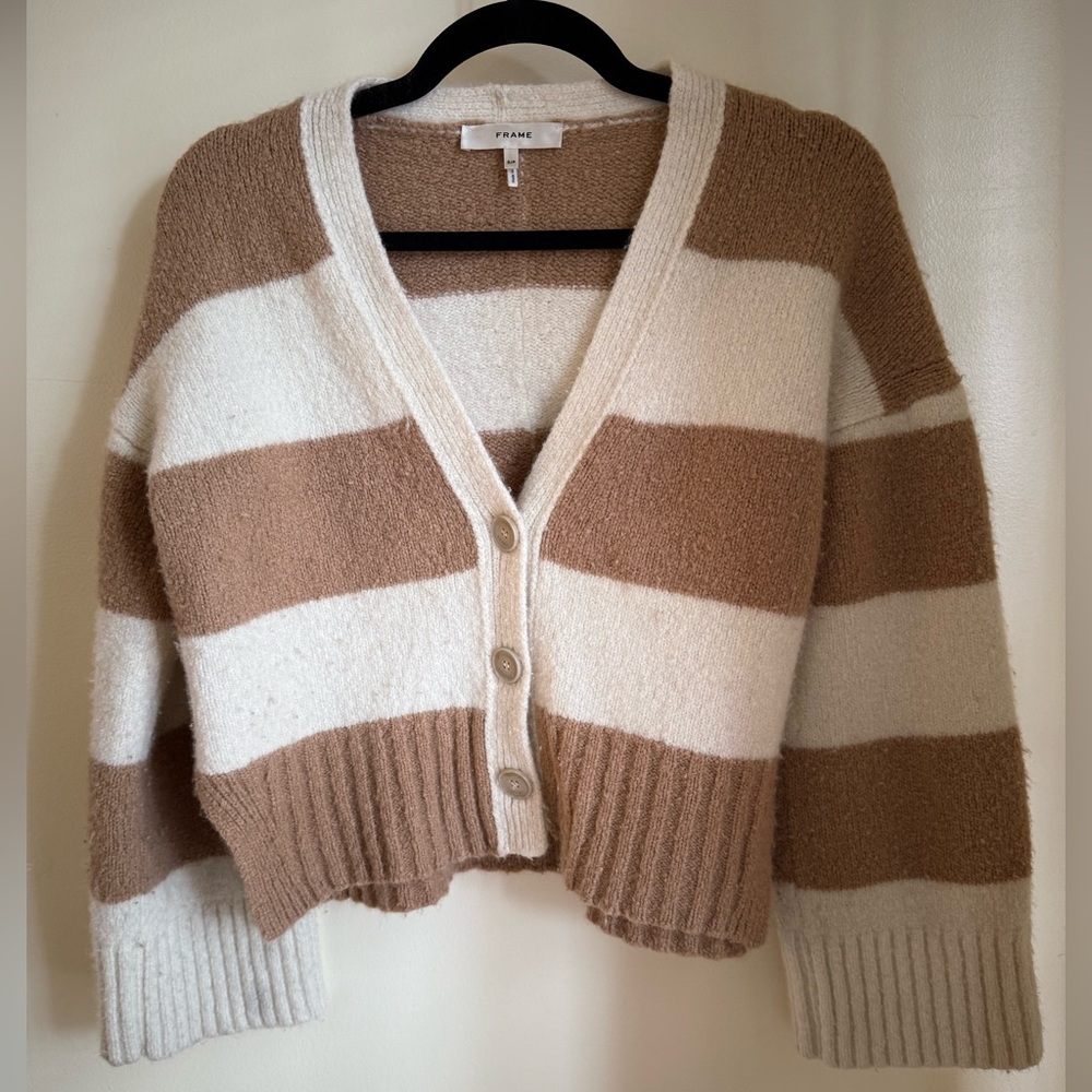 FRAME Striped Wool Blend Cardi - S